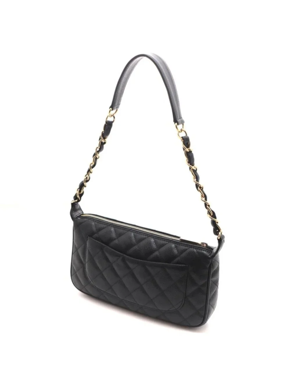 Chanel Quilted Chain Shoulder Black Caviar Bag